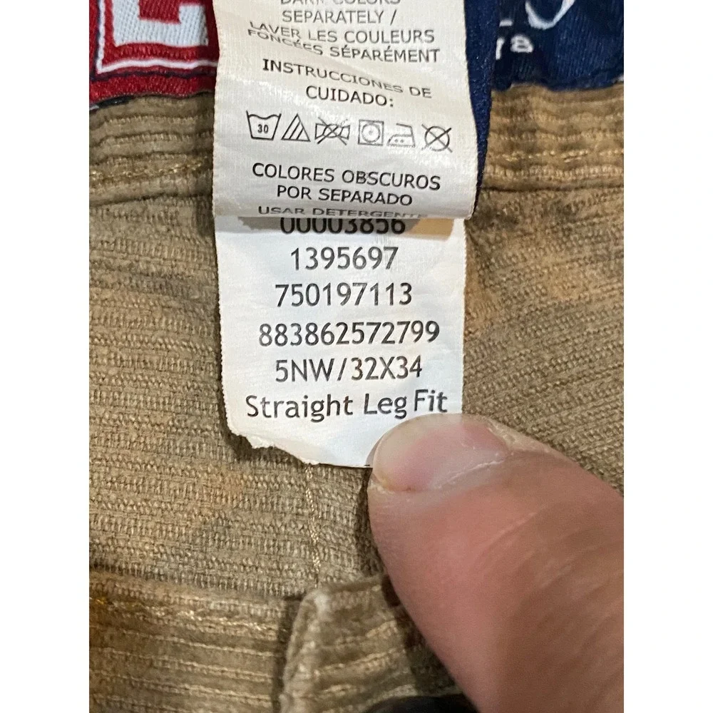 Chaps Mens Corduroy Pants Tan Brown Straight Leg Fit 32x34 5NW/32X34